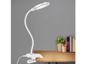 GLFERA Clamp LED Desk Lamp, Flexible Gooseneck Table Lamp, 3 Lighting Modes with 3 Brightness Levels, Dimmable Office Lamp with Adapter, Touch-Sensitive Control, Memory Function(White)