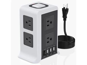 Power Strip Tower with USB C Ports Surge Protector Tower 8 AC Outlet and 4 USB Ports Overload Protection 16.4FT Extension Cord