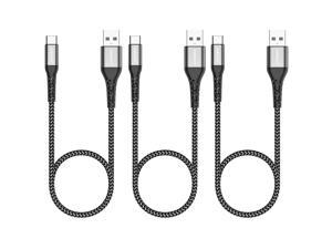 SUNGUY USB C Cable 1.5FT [3Pack] 3A Fast Charge Data Sync USB 2.0 Type C Cord Short Braided Durable for Samsung Note 10 S10 A80,Moto G7