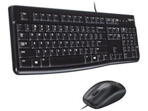 Logitech MK120 Wired Keyboard and Mouse Combo for Windows, Optical Wired Mouse, Full-Size Keyboard, USB Plug-And-Play, Compatible with PC, Laptop - Black