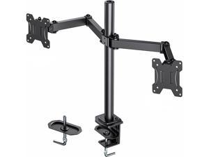 HUANUO Dual Monitor Stand for 13-27 Inch Screens, Heavy Duty Fully Adjustable Monitor Desk Mount, VESA Mount with C Clamp, Each Arm Holds 4.4 to 17.6Lbs