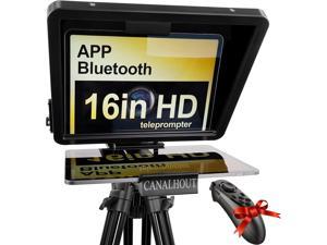 CANALHOUT 16" Universal Teleprompter with Remote Control, Fit All Tablets/iPad, Video Camera/DSLR, Pre-Assembled, 70/30 Beam Splitting Glass with Waterproof Tote, Speech and Video Creation