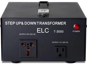 ELC T-5000+ 5000-Watt Voltage Converter Transformer Step Up/Down Circuit Breaker Protection Heavy Duty 110V/220V 