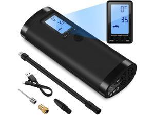 VEEAPE Air Compressor Portable Tire Inflator, Electric Air Pump 120PSI with Pressure Gauge, Heat Dissipation, Rechargeable, Power Bank, Tire Pump for Bike Motorcycle Tires Ball (Black)