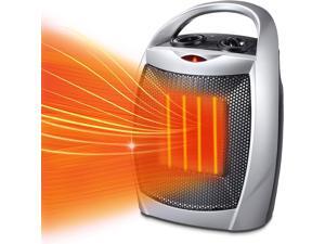 Kismile Small Electric Space Heater Ceramic Space Heater,Portable Heater Fan for Office with Adjustable Thermostat and Overheat Protection ETL Listed for Kitchen, 750W/1500W