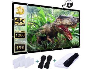 Party Office Projector Screen 120 inch Taotique 4K Movie Projector Screen 16:9 HD Foldable and Portable Anti-Crease Indoor Outdoor Projection Double Sided Video Projector Screen for Home Classroom 