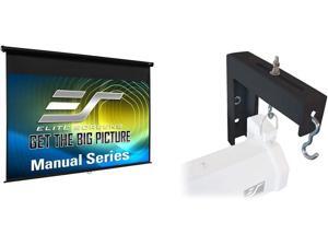 Elite Screens Manual Series, 80-INCH Pull Down Manual Projector Screen with AUTO Lock,16:9, Black & 6'' Black Projector Screen L-Brackets, Single Metal Welded Construction - ZVMAXLB6-B
