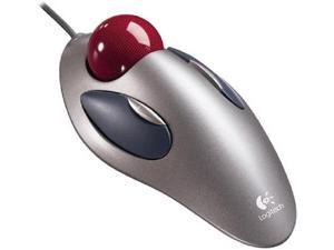 Logitech Trackman Marble Trackball Mouse  Wired USB Ergonomic Mouse for Computers, with 4 Programmable Buttons,  Silver/Gray/Red