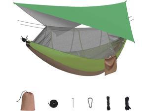 Leogreen Camping Hammock Tent with Rain Fly and Bug Net, Double & Single Portable Backpacking Hammock with Tree Straps, Lightweight Nylon Hammocks for Outdoor Hiking, Backyard, Travel, Max Load 660lbs