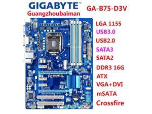 for Gigabyte GA-B75-D3V motherboard LGA 1155 DDR3 32G B75 internal display ATX SATA3 USB3   Original Desktop Motherboard