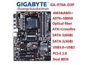 FOR GIGABYTE GA-970A-D3P AM3+/AM3 AMD 970 SATA 6Gb/s USB 3.0 ATX AMD Motherboard pci-e2.0 AMD CrossFire HIFI 108dB CAN USE Athlon Series / FX Series / Phenom II  45NM
