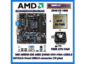 bundle MSI A88XM-E35 A88X Motherboard Micro ATX HDMI usb3.0 SATA6gb/s + AMD fm2+fm2b a8-7500 processor + Random brand 2X4G DDR3 1600 RAM+free  CPU heat sink
