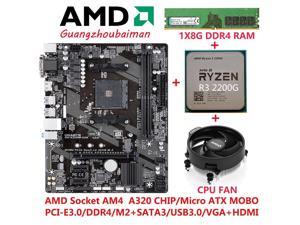 bundle  FOR GIGABYTE A320M-S2H Motherboard  AMD A320  M2 NVME SATA3.0 USB3.0  HDMI+1X8G DDR4 RAM +   AM4  R3 2200G Processor + CPU fan