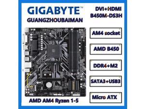 FOR GIGABYTE B450M-DS3H Motherboard USB3.1 M2 NVME SATA6GB/S HDMI PCI-E3.0 Supports 1th/5th Generation Ryzen Processor NO B350