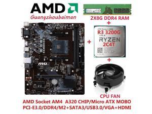 bundle FOR MSI A320M RRO-M2 OR A320M RRO-M2 V2 Motherboard AMD A320 M2 NVME SATA3.0 SATA 6GB/S USB3.0 HDMI+2X8G DDR4 RAM + AM4 R3 3200G Processor + CPU fan