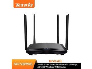 New Tenda AC6 1200Mbps 2.4G/5.0GHz Smart Gigabit Wireless WiFi Router Wi-Fi Repeater/ Dual Band WiFi Router, , High Speed Wireless Internet 
Router with Smart App, MU-MIMO for Home (AC6)