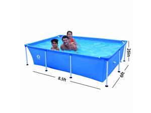 Rectangular Above Ground Swimming Pool, Steel Frame, Fast Setup and Durable, for Backyard and Courtyard, Light Blue (8.5ft x 6ft x 26in)