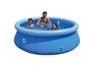 Inflatable Top Ring Swimming Pools Outdoor Ground Set Round Swimming Pool for Kids or Adults Garden Lawn Blue (8 ft X 30 in)