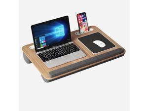 Laptop Lap Desk Home Office with Cushion, Mouse Pad, and Phone Holder for Couch Bed, Dorm Room Essentials as Computer Laptop Stand, Book Tablet- Fits Up to 17 Inch Laptops, Wood Grain