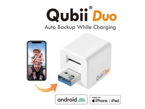 Maktar™ Qubii Duo USB-A : Photo & Video Storage Device Auto Backup for iPhone & Android Apple MFi Certified - White