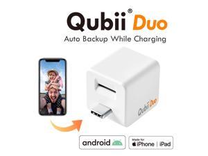 Maktar™ Qubii Duo USB-C : Photo & Video Storage Device Auto Backup for iPhone & Android Type-C Phone Apple MFi Certified - White