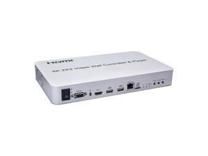 Video Wall Controller 2x2 4K 30Hz Processor HDMI 1.4 HDCP 1.4 8 Stitching Modes 2x2,1x2,1x4 with 1 DVI or HDMI Input 4 HDMI Output Support Splicing 180°Screen Rotation 