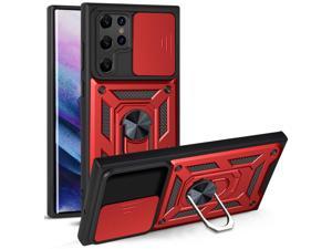 Camera Protection Case with Holder Stander Shockproof Case For Samsung S22 Ultra For Samsung Galaxy S22 Ultra Red
