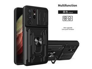 NEW Detachable Camera Protection Case with Card Holder Stander Shockproof Case For Samsung Galaxy S21 Ultra 5G Black