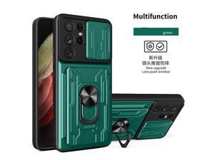 NEW Detachable Camera Protection Case with Card Holder Stander Shockproof Case For Samsung Galaxy S21 Ultra 5G Green