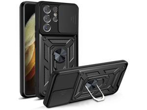 Camera Protection Case with Holder Stander Shockproof Case For Samsung Galaxy S21 Ultra 5G Black