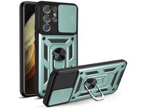 Camera Protection Case with Holder Stander Shockproof Case For Samsung Galaxy S21 Ultra 5G Green