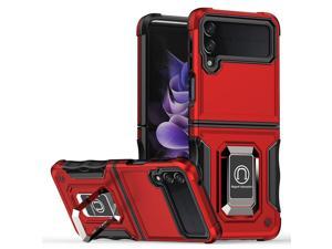 Case with Holder Stander Shockproof Case For Samsung Galaxy Z Flip 3 5G For Samsung Z Flip3 5G z flip3 (Red)