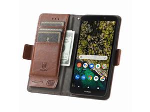 Fashion Flip Case with holder Cover Shockproof Case For TCL 30 SE Brown