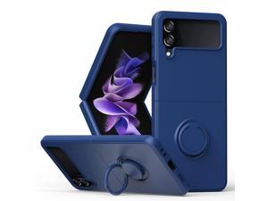 New Fashion Case with Holder stander Shockproof Case For Samsung Z Flip 4 For Samsung Galaxy z flip4 5G Dark Blue