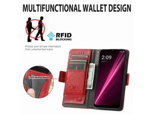 Fashion Flip Case with holder Cover Shockproof Case For Revvl 6 5G Compatible with TMobile Revvl 6 5G Red