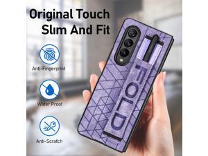 NEW Fashion Case with Pen slot Holder Case For Samsung Galaxy Z Fold 4 For Samsung Z FOLD 4 Purple