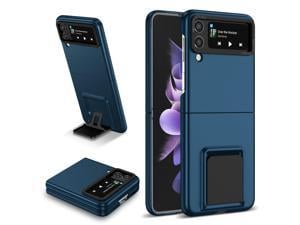 Fashion Case with Stander Shockproof Case For Samsung Galaxy Z Flip 3 5G for Galaxy Z Flip 3 for z flip3 Blue