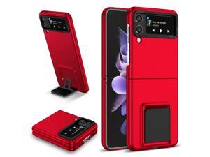 Fashion Case with Stander Shockproof Case For Samsung Galaxy Z Flip 3 5G for Galaxy Z Flip 3 for z flip3 Red