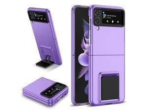 Fashion Case with Stander Shockproof Case For Samsung Galaxy Z Flip 3 5G for Galaxy Z Flip 3 for z flip3 Purple