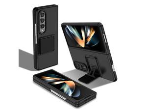 Fashion Case with Stander Shockproof Case For Samsung Galaxy Z Fold 4 5G for Samsung Z Fold 4 for z Fold4 Black