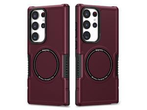 Fashion Case Magnetic Case Wireless Charging Case For Samsung Galaxy S23 Ultra Wine Red