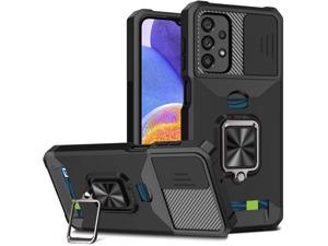New Fashion Case with Holder Stander Shockproof Case For Galaxy A23 5G For Samsung A23 Black