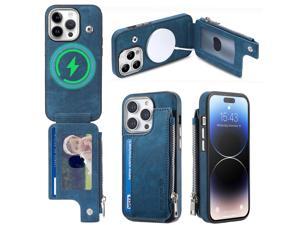 Fashion Case with Card holder Stander case for magsafecompatible Case For iPhone 13 Pro Max Blue