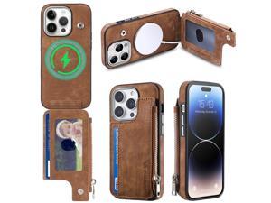 Fashion Case with Card holder Stander case for magsafecompatible Case For iPhone 13 Pro Max Brown