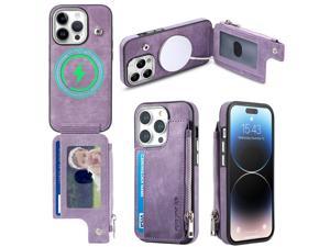Fashion Case with Card holder Stander case for magsafecompatible Case For iPhone 13 Pro Max Purple