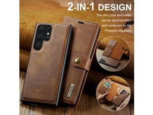 Fashion Case Detachable Case with Card holder Case For Samsung Galaxy S23 Ultra Case For Samsung S23 Ultra Brown