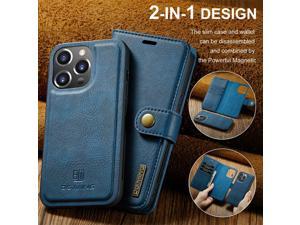 Fashion Case Detachable Case with Card holder Case For iPhone 13 Pro Max 67inch Blue