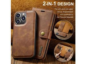 Fashion Case Detachable Case with Card holder Case For iPhone 13 Pro Max 67inch Brown