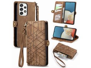 Fashion Flip Case with holder Cover Shockproof Case For Samsung Galaxy A53 5G Brown