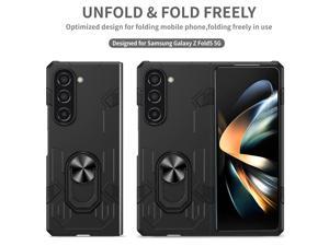 NEW Fashion Case with Stander Case For Samsung Galaxy Z Fold 5 for Samsung Galaxy Z Fold5 Black